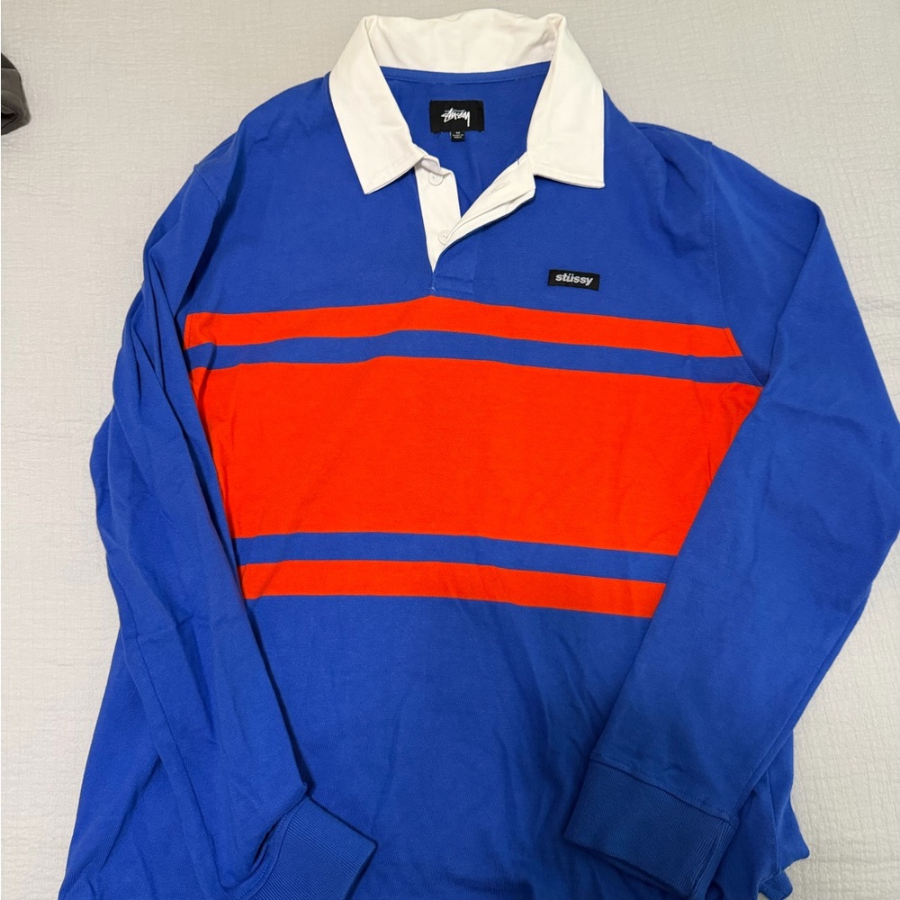 Stussy Royal Blue and White Polo